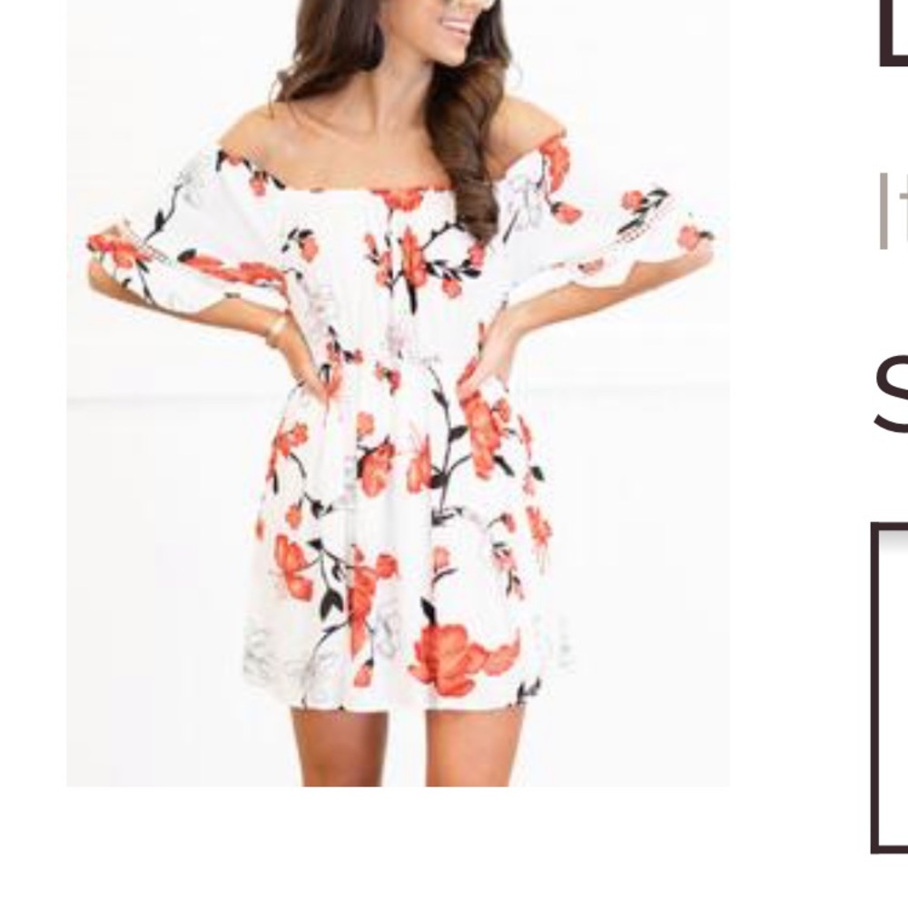 Shoulder floral dress, never worn- no tags
